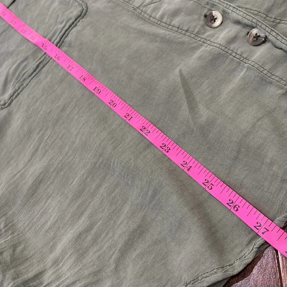 Free People We the Free Green Quilted Stitch Yoke Button up-shirt button down - Picture 6 of 14